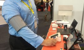 Lawrence demonstrates how to use the blood pressure cuff with the Integrated Care Platform (ICP).